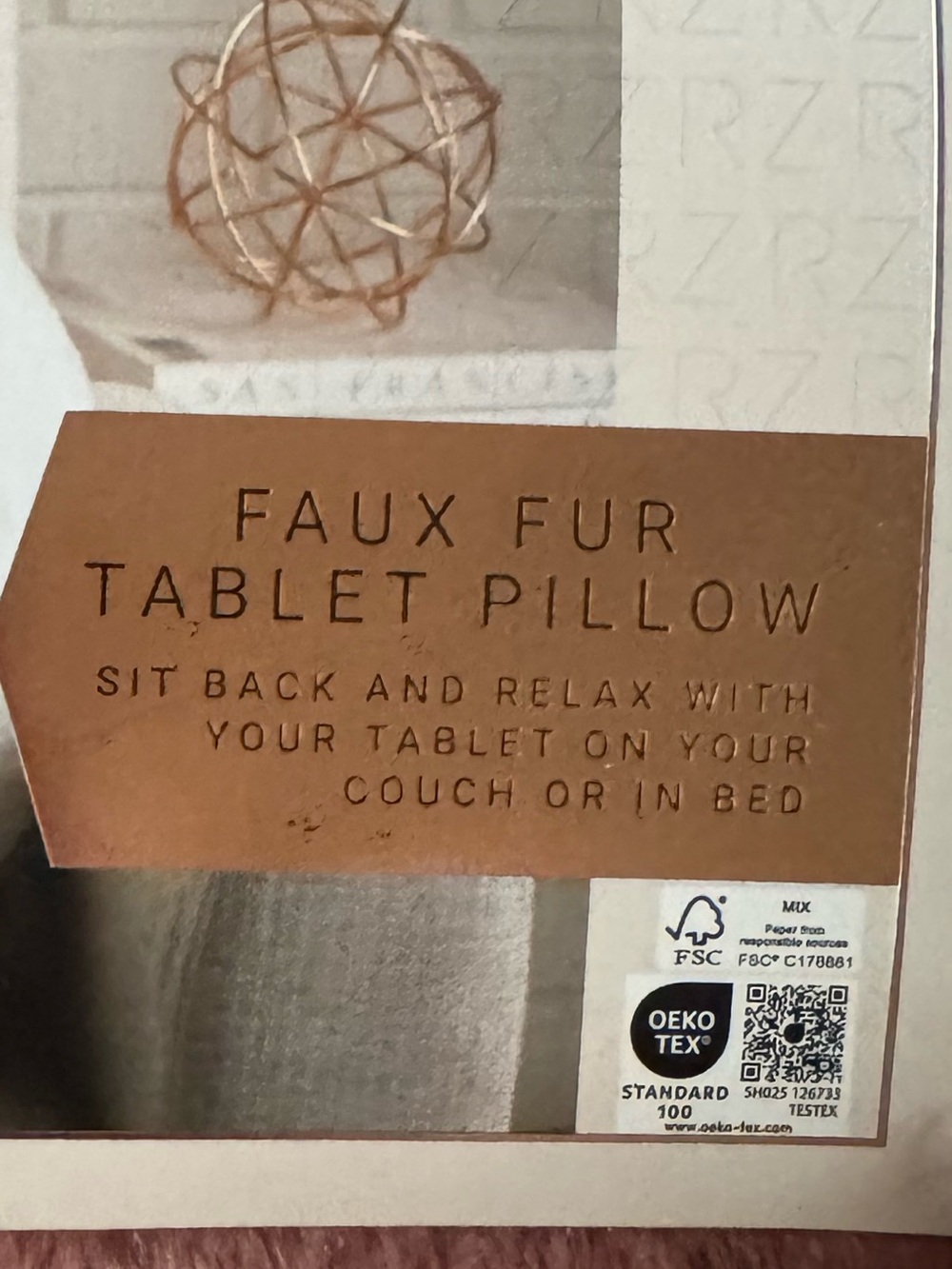 New Tablet Pillow By RACHEL ZOE - Faux Fur - Dusty Rose Blush - Picture 10 of 10